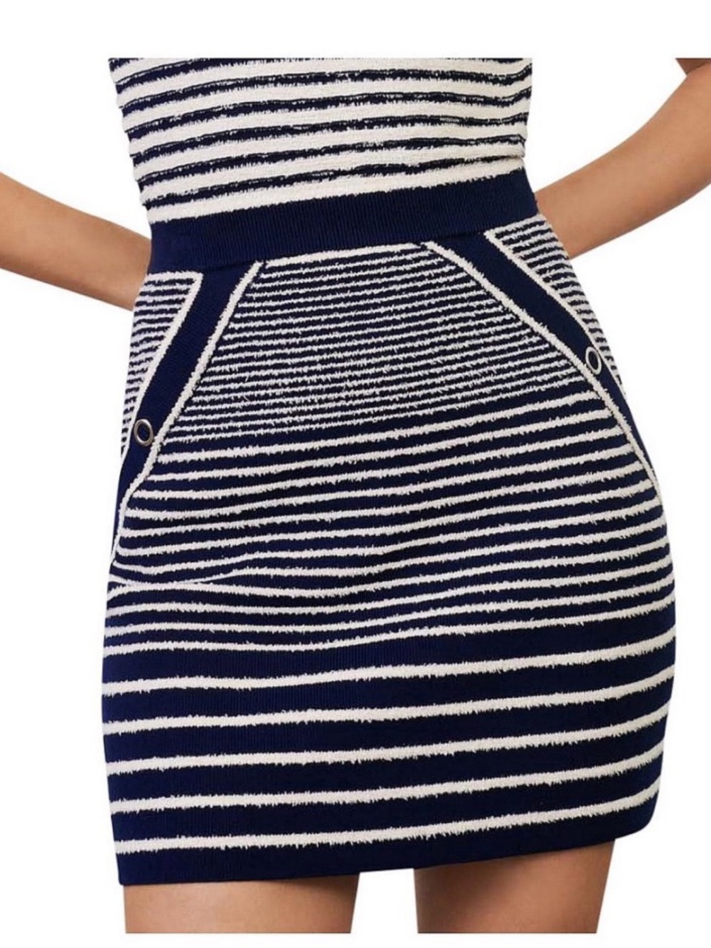 MAJE JIBIZA SKIRT Navy & Cream NWT size 36